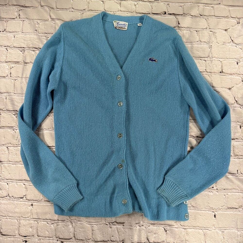Vintage Lacoste Haymaker Blue Cardigan Sweater Size 38 Medium  H